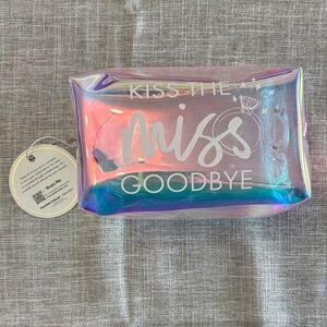 Holographic 'Kiss the Miss Goodbye' Cosmetic Bag (perfect for bride to be)